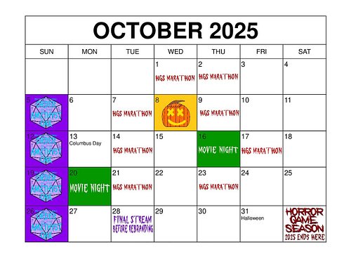 This is my so far plans for October to end Horror Game Season 2025