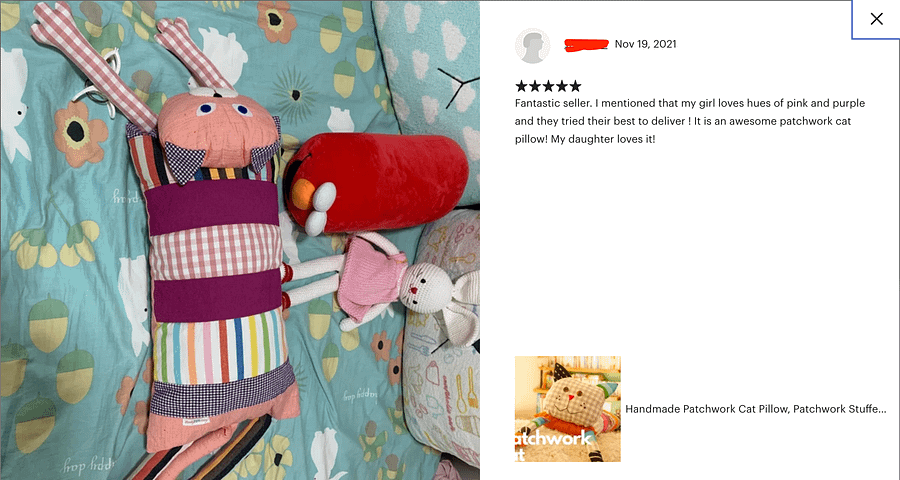 Stuffed Patchwork Cat Pillow, Toddler Stuffed Plush Cat Toy product image (4)