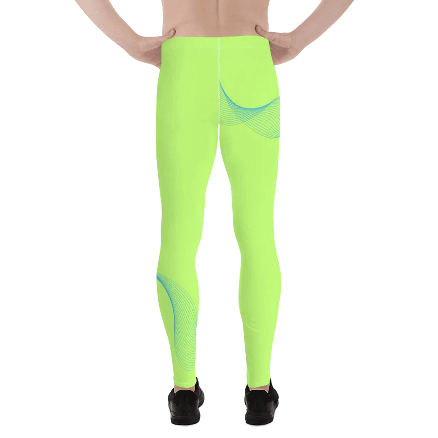 Flowing Blue Wave Men's Leggings_Lime product image (8)