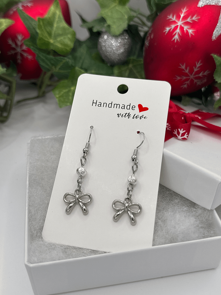 Christmas Bow Earrings (Silver and Gold) product image (1)