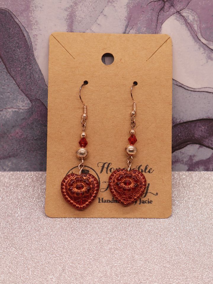 Red Heart Drop Earrings product image (1)