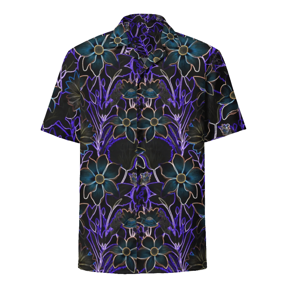 Trippy Floral Purple,Teal/Hawaiian Shirt by Sublicolor product image (2)