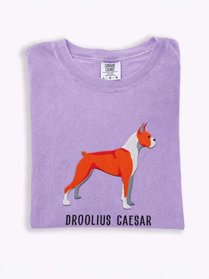 Droolius Caesar T-Shirt(Embroidered) of a Boxer(Red & White, Cropped Ears & Docked Tail) product image (1)