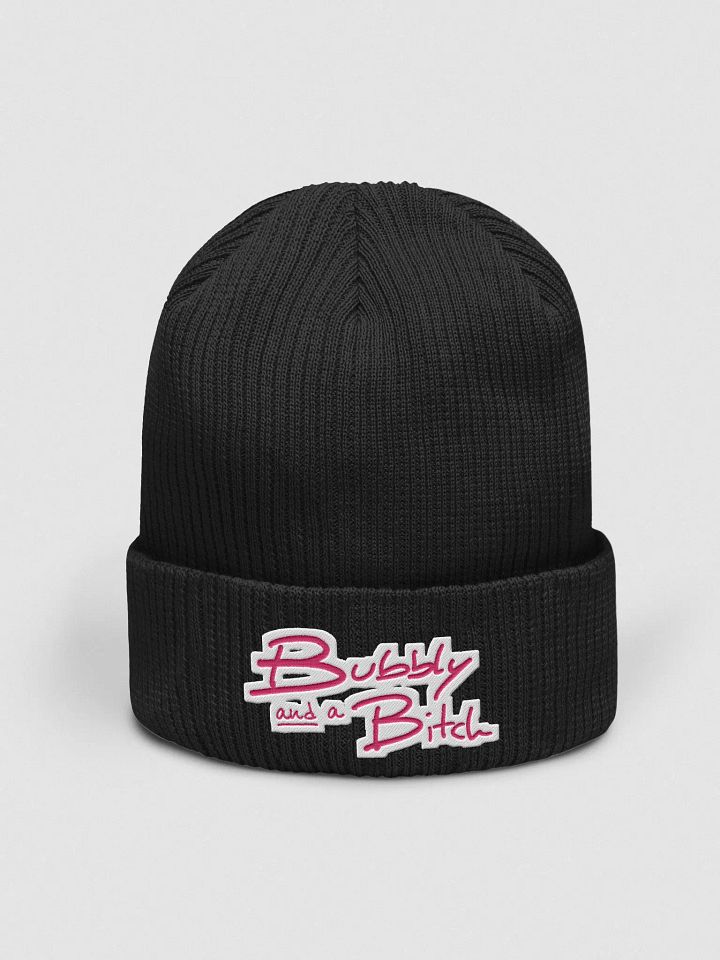 Bubbly and a B*tch (pink bubble design) embroidered organic beanie product image (11)