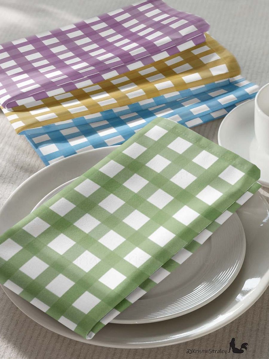 Gingham Colors Set Cloth Napkins Set of 4 product image (4)