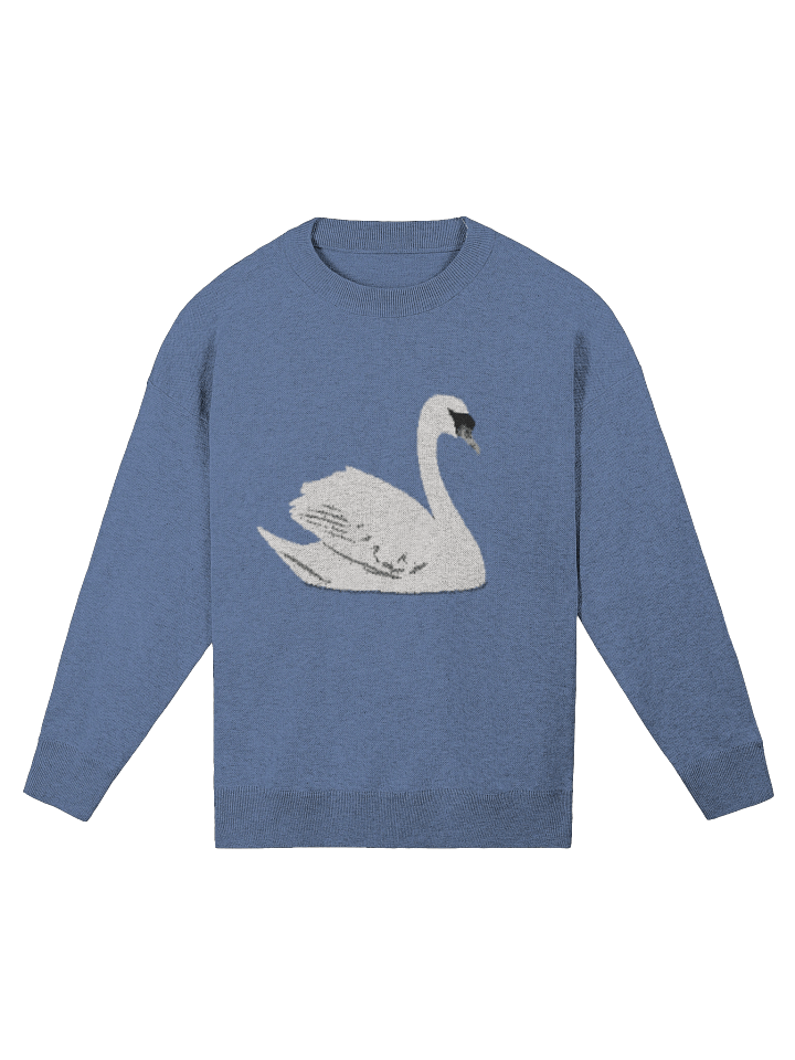 Minimalist Swan Jacquard Sweater – 4-Color Relaxed Knit Pullover product image (2)