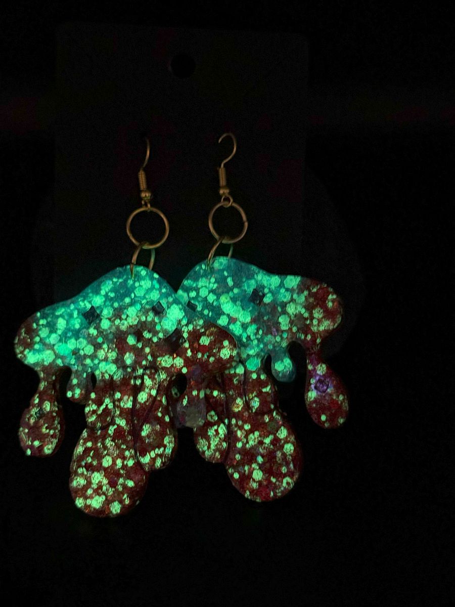Resin Earings - Dripping Mushrooms product image (3)