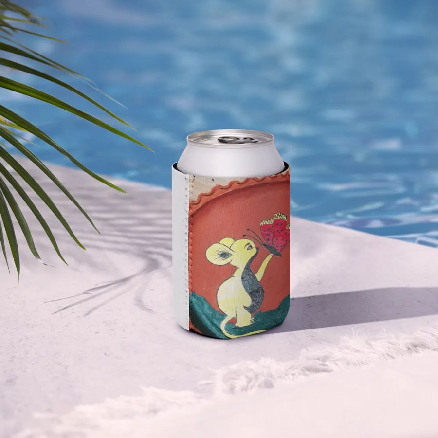 Whimsical Mouse and Butterfly Can Cooler product image (8)