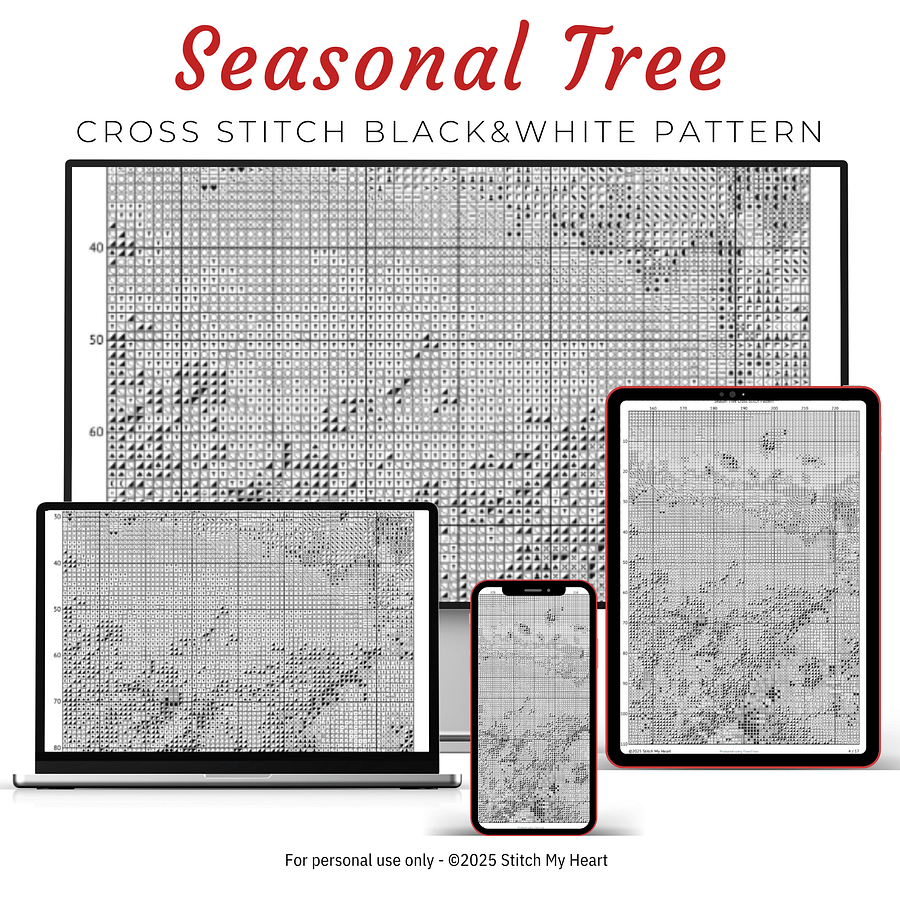 Seasonal Tree Cross Stitch Pattern product image (4)