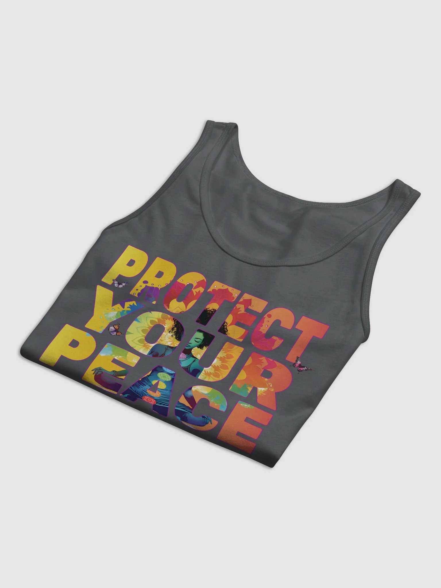 African American Woman Protect Your Peace 7 Chakra Meditation Yoga Pose Spirituality Tank Top product image (4)