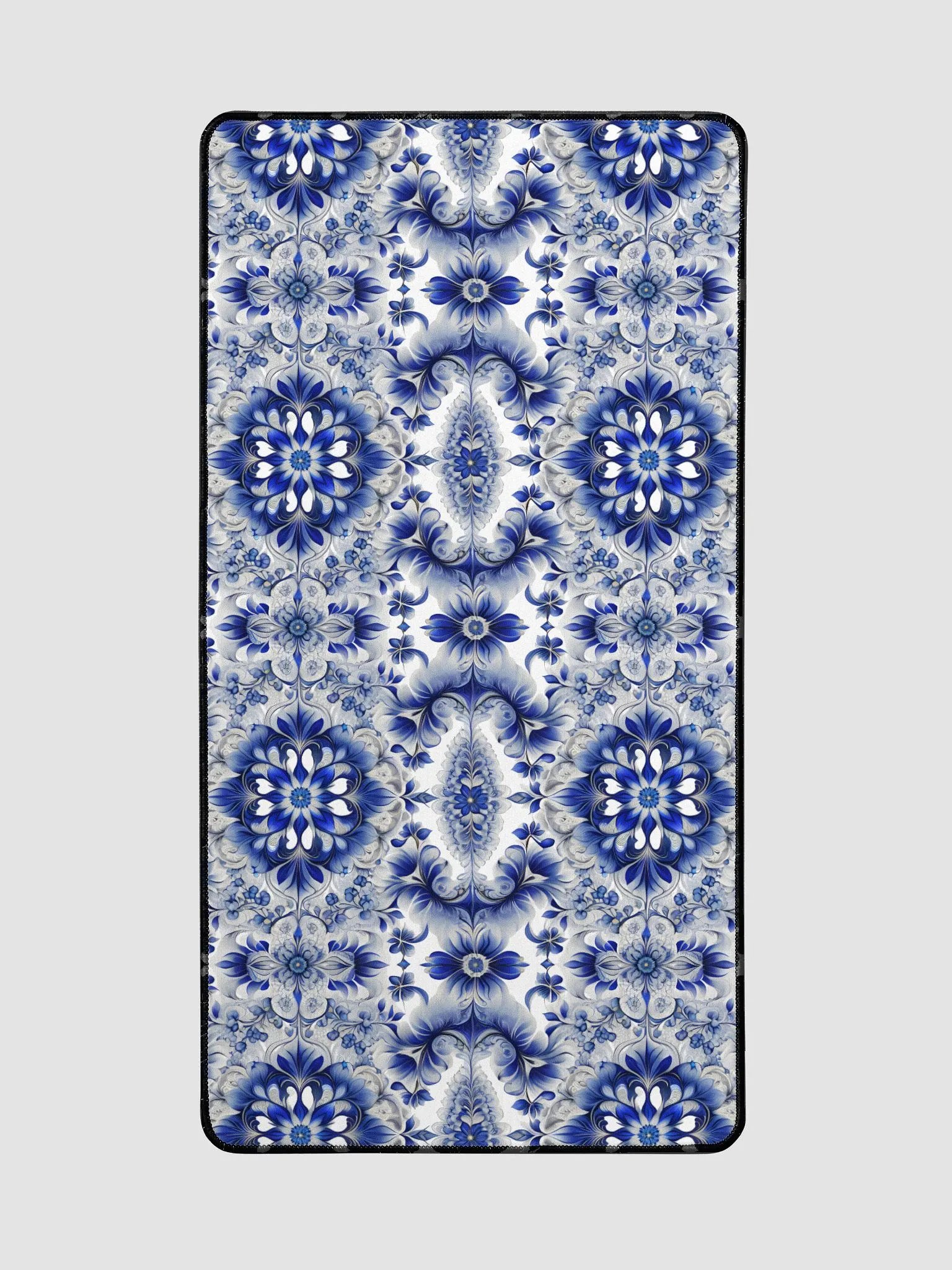 Desk Mat (31.5x15.5 inches) - Blue and White Floral Design product image (2)