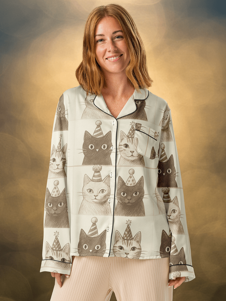 Whimsical Cat Party Women's Pyjama Top product image (1)