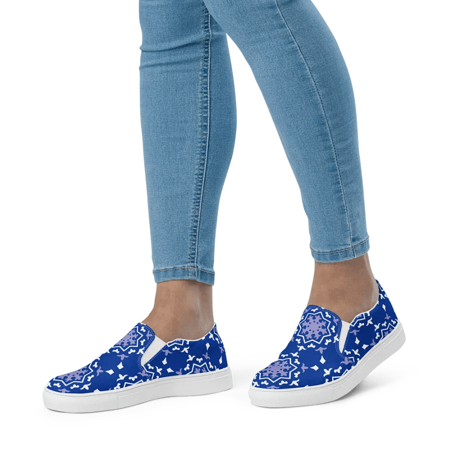 Blue Tile Canvas Slip-Ons for Women product image (10)