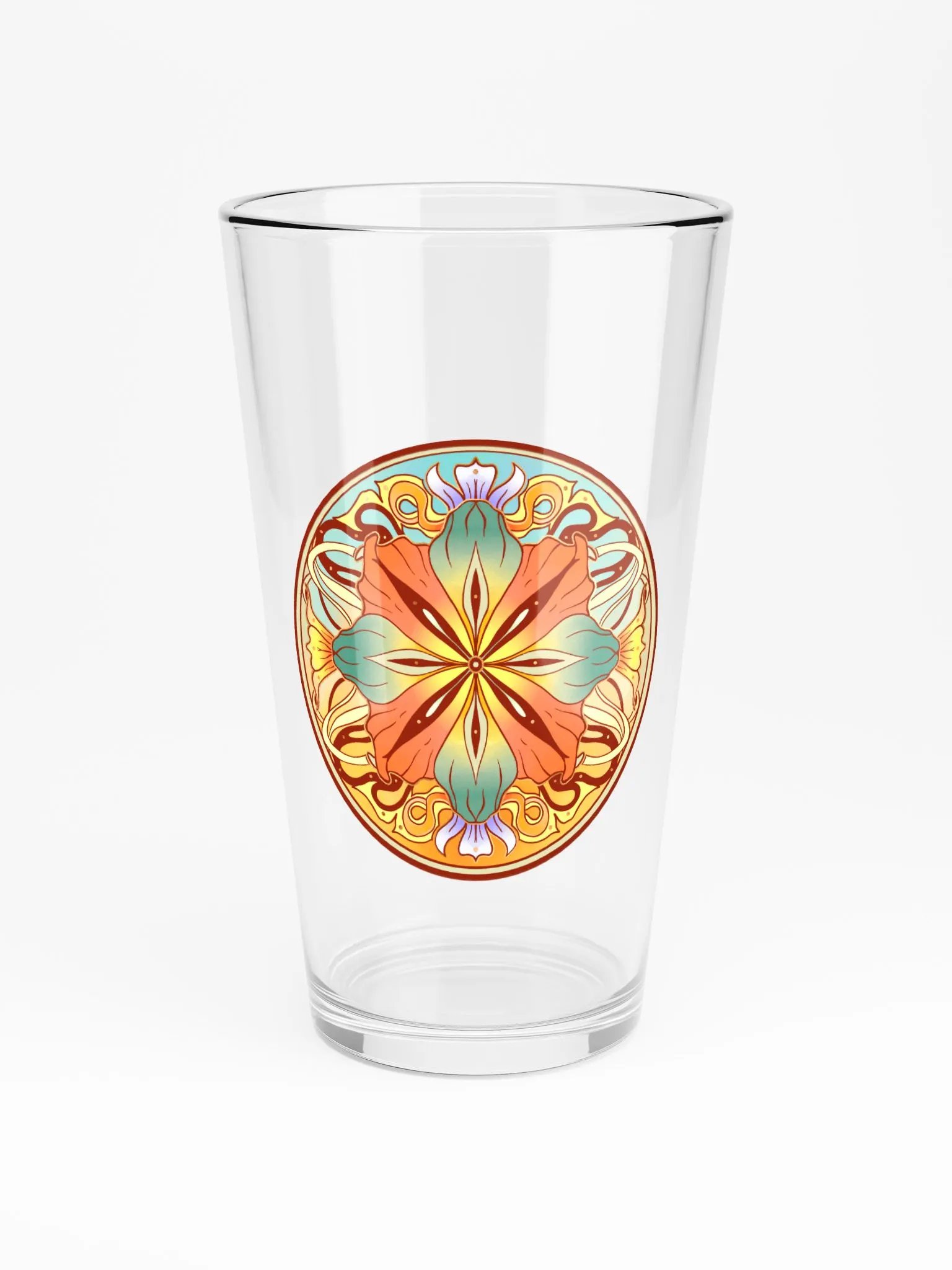 Teal Floral Mandala - Pint Glass product image (3)