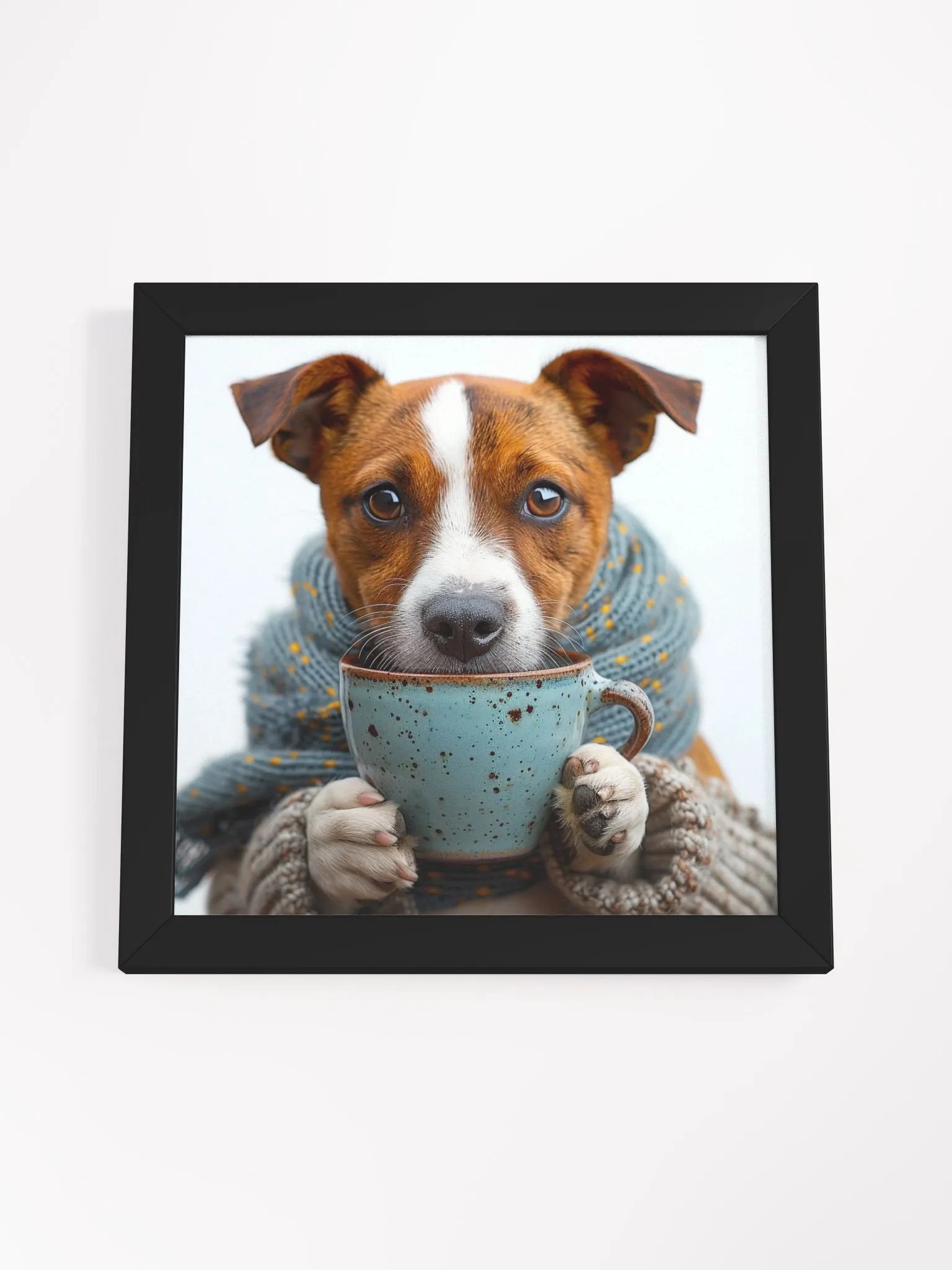 Cute Coffee Lover Jack Russell Terrier Dog Framed Wall Art product image (2)