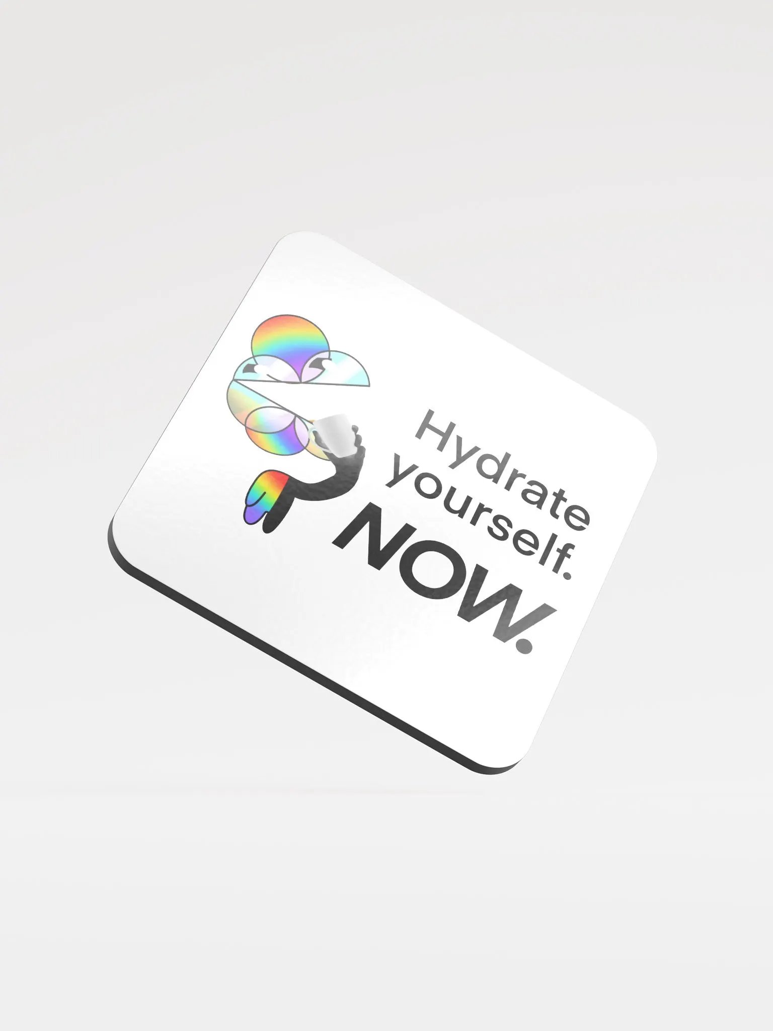 Mini Hydrate yourself NOW glossy cork coaster product image (4)