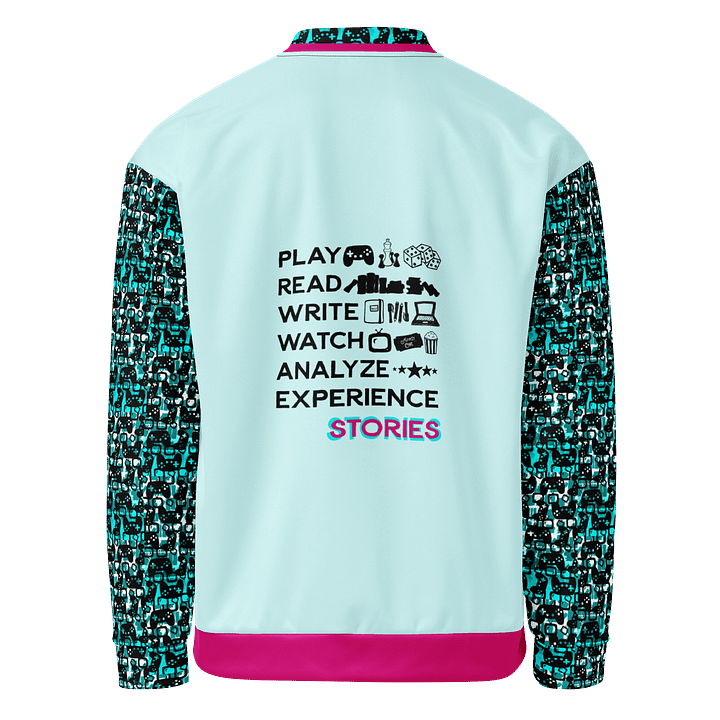 Experience Stories Unisex Bomber Jacket (Teal, Pink, and Black) product image (1)