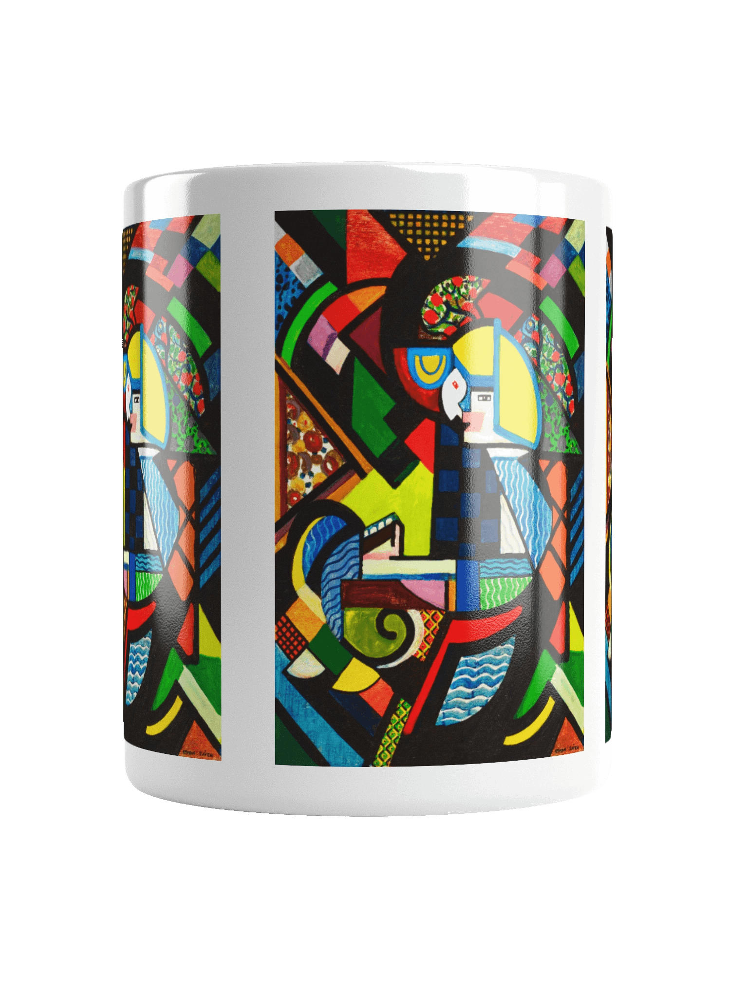 Cubist Abstract Coffee Mug Vibrant Geometric Modern Art Design product image (6)