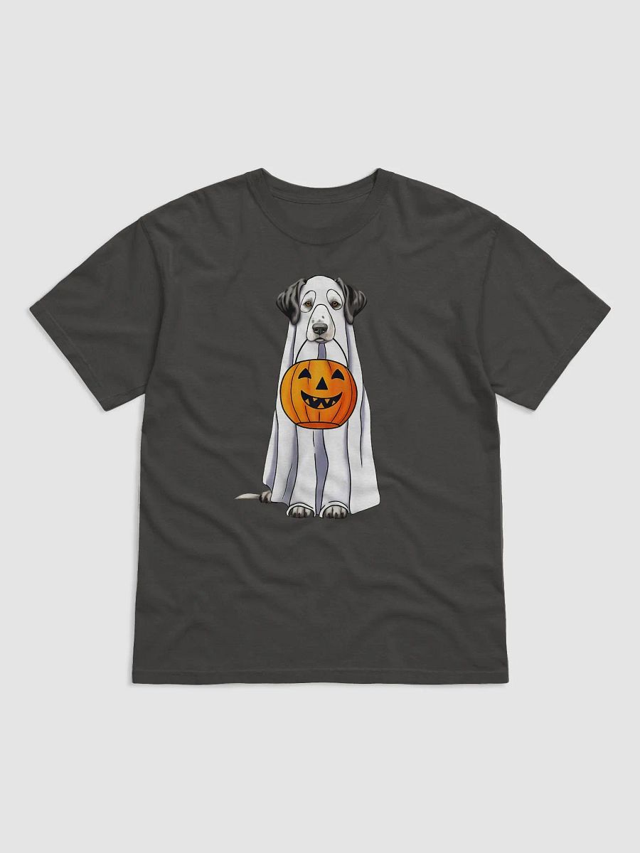 Dalmatian Halloween Tee | Funny Halloween Dalmatian Wearing a Ghost Costume with Pumpkin Basket product image (7)