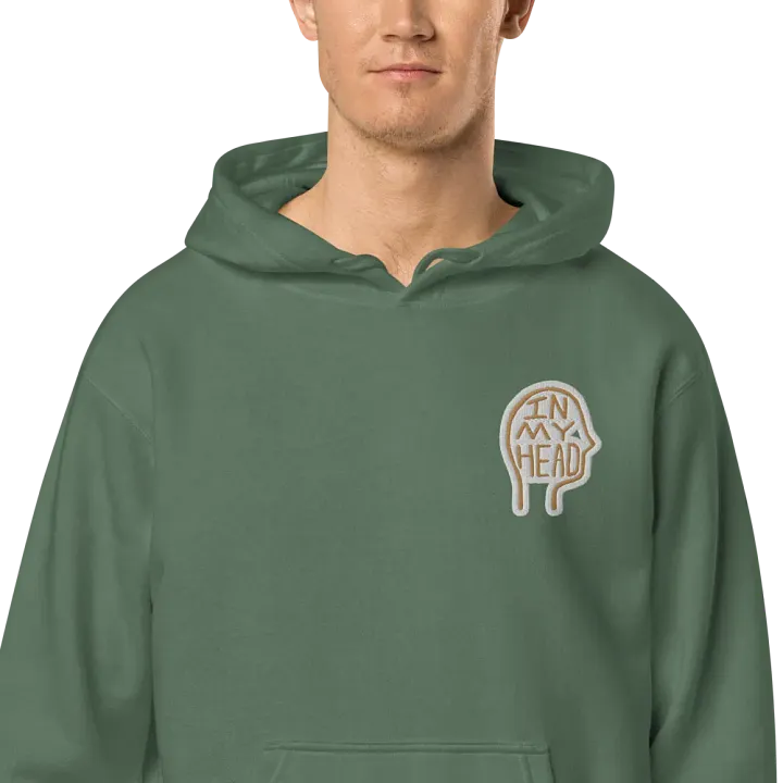 In My Head (L.C. brown bubble design) embroidered pigment hoodie product image (1)