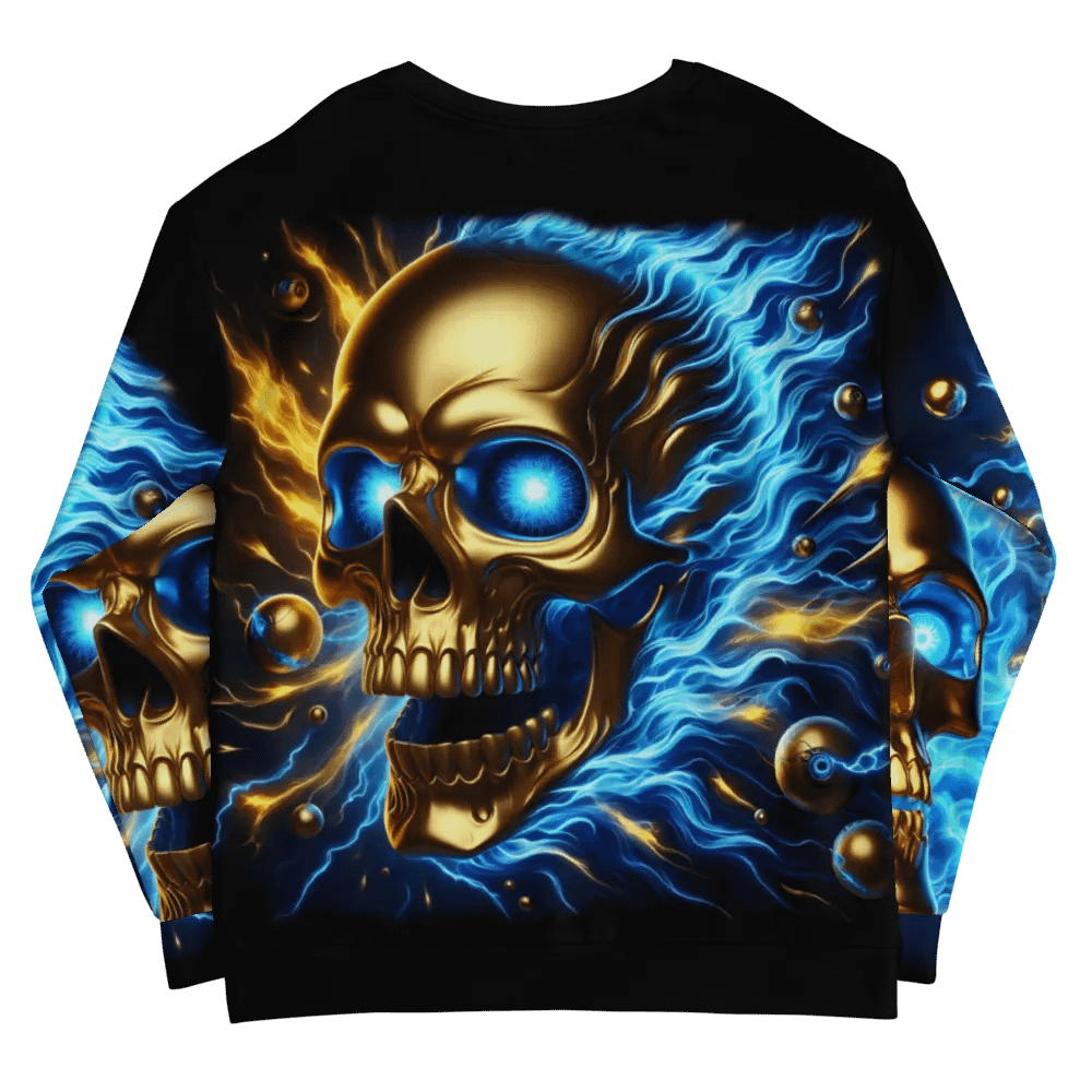 Blue Flames Golden Skull - Unisex Sweatshirt #23 product image (12)