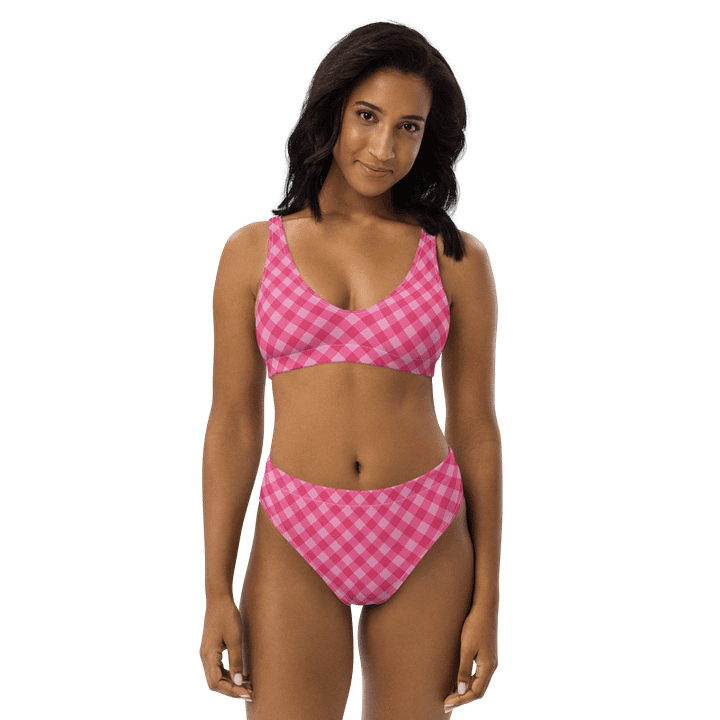 Bright Pink Checkered Plaid Bikini product image (1)