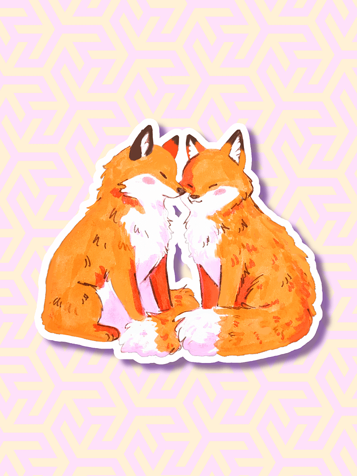 Whimsical Foxes Affection Kiss Cut Stickers product image (1)