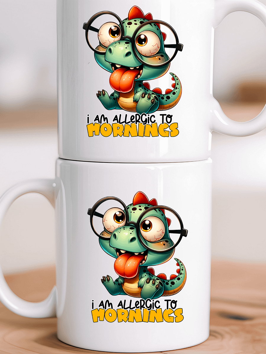 I Am Allergic to Mornings Baby Dino Coffee Mug – Cute Dinosaur Design – Funny Morning Mug, Sarcastic Gift product image (4)