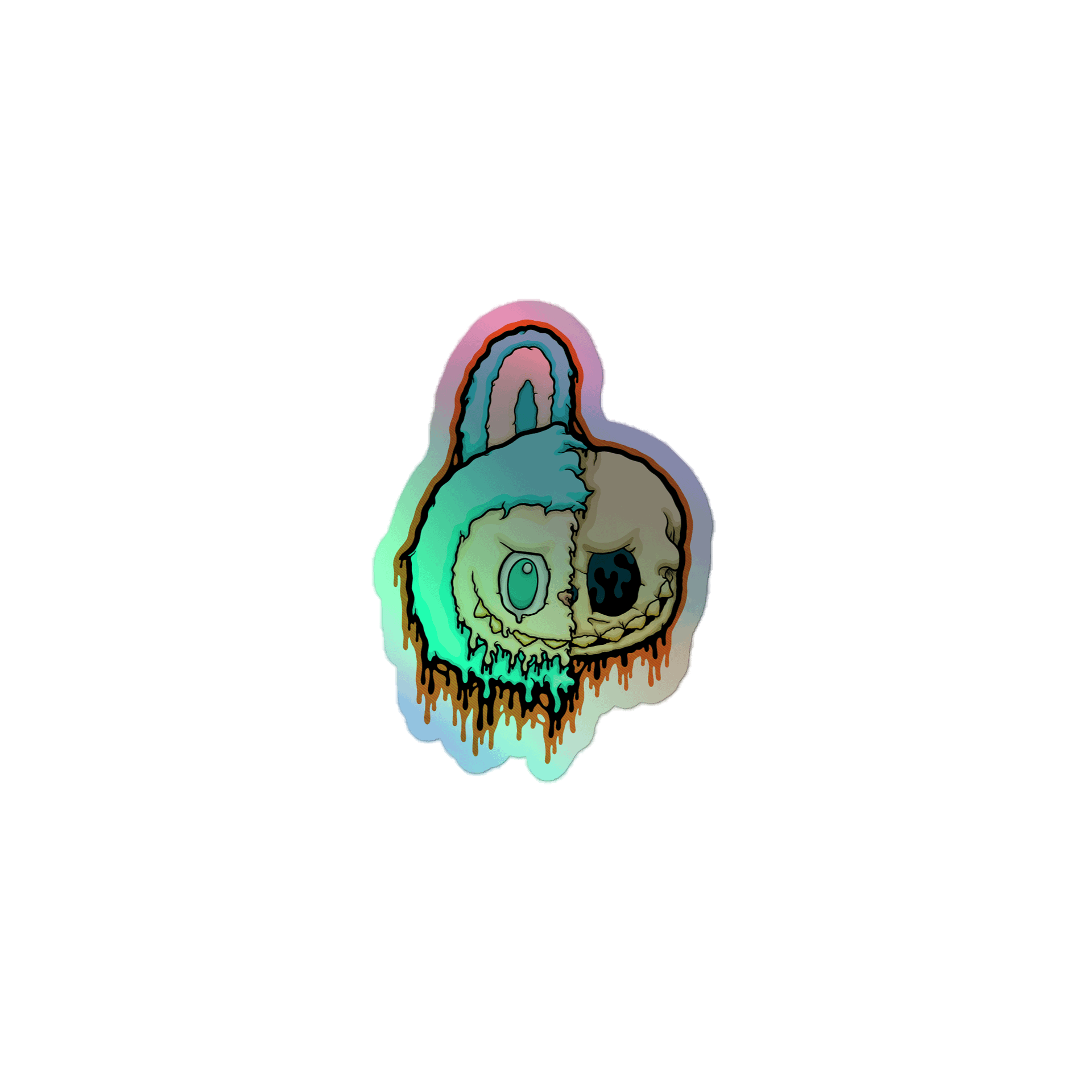 Drippy Labubu Skull Holographic Sticker product image (1)