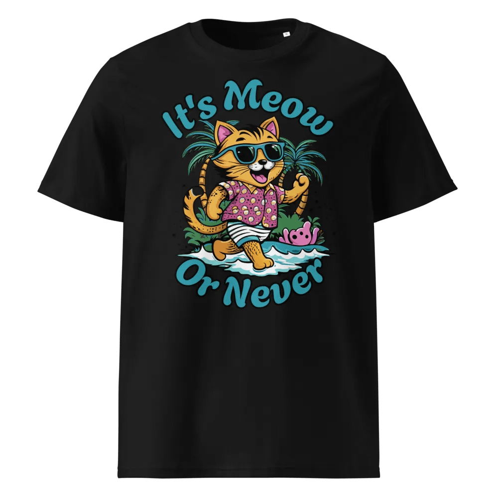 Meow or Never Beach Cool Cat - Organic Cotton T-Shirt product image (1)