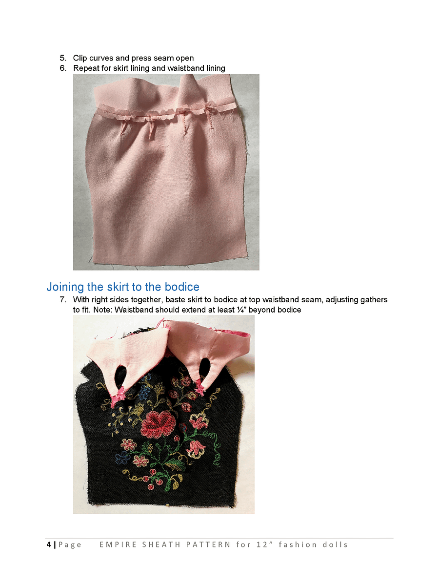 Empire Sheath sewing pattern for 12" fashion dolls product image (3)