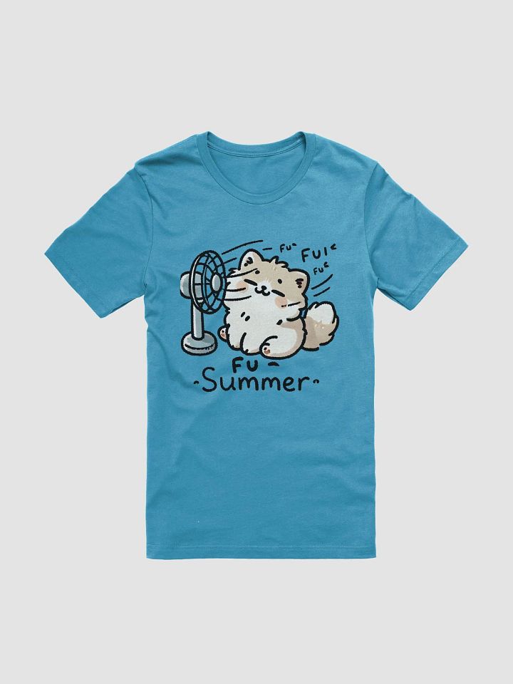 Fu~ Summer - Cute Fluffy Cat with Fan Graphic T-Shirt product image (1)
