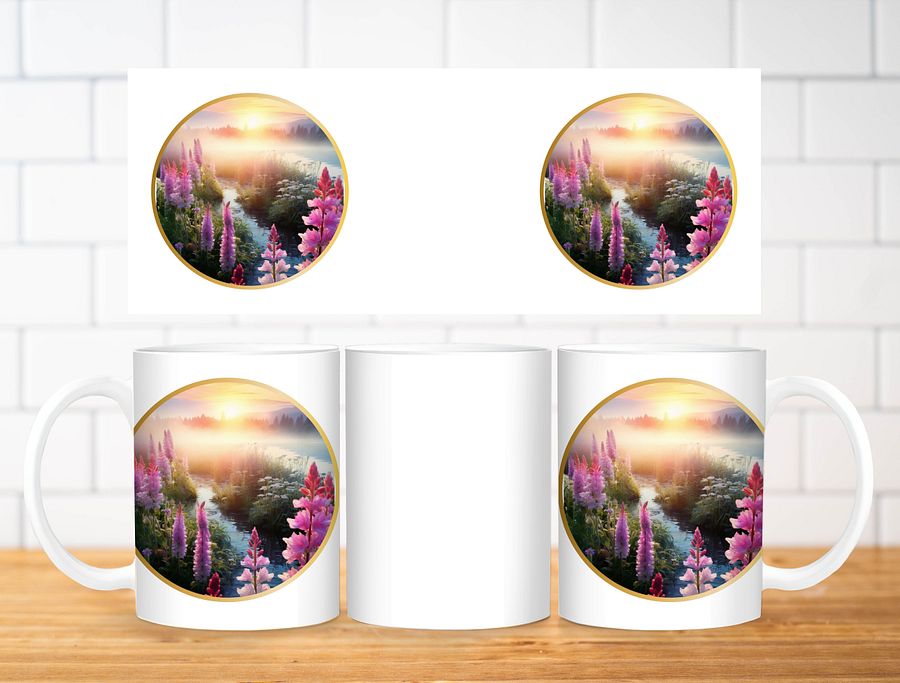 Floral Nature Scene Sublimation Design, 11oz & 20oz Mug Template, Mug Wrap Template PNG, Digital Download product image (2)