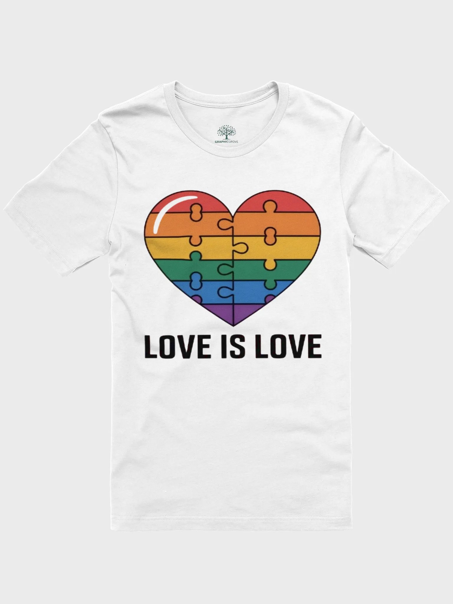 Love is Love Pride T-Shirt | Graphic Grove | Celebrate Equality with Rainbow Heart Design product image (121)