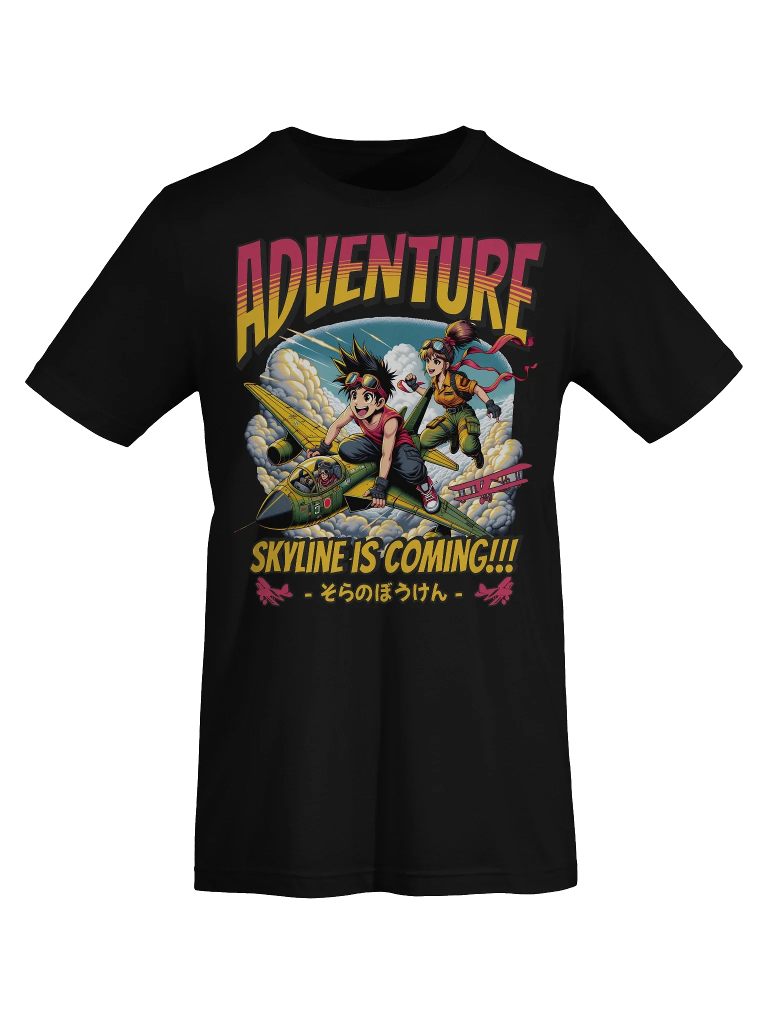 Manga Boy And Girl Japan Anime T-Shirt Skyline Adventure 90s product image (7)