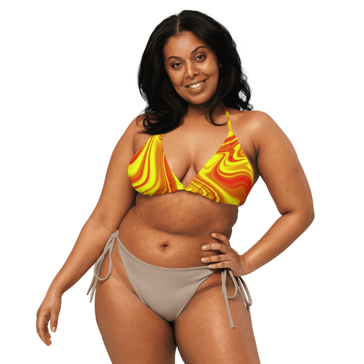 Padded String Bikini Top - Yellow and Red Digital Fluid Art product image (1)