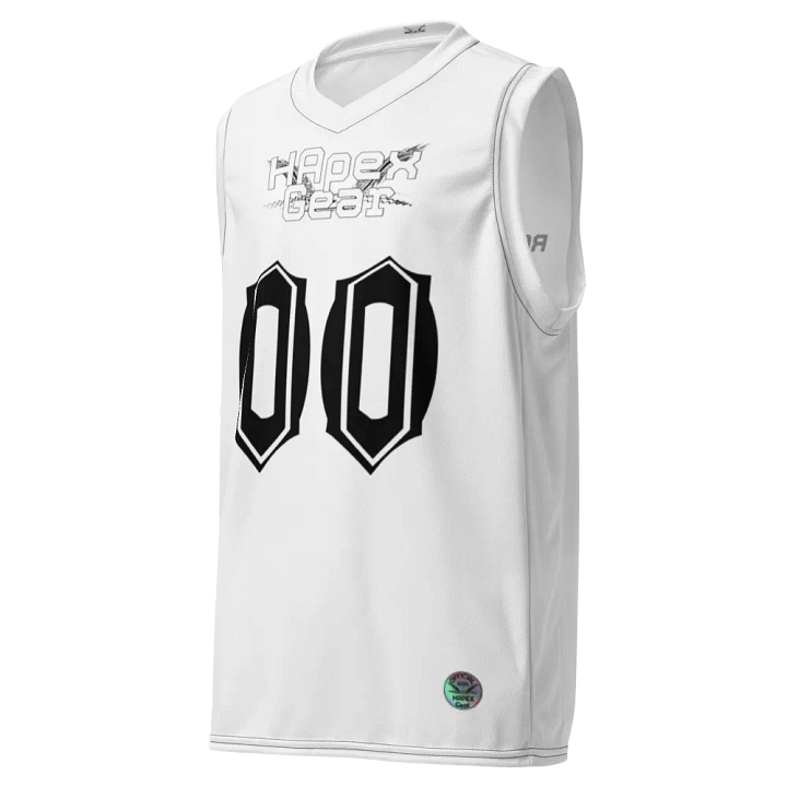 Capital Rover's Morning Glory - White - Recycled Unisex Basketball Jersey - White HApex Gear Black Logo product image (1)