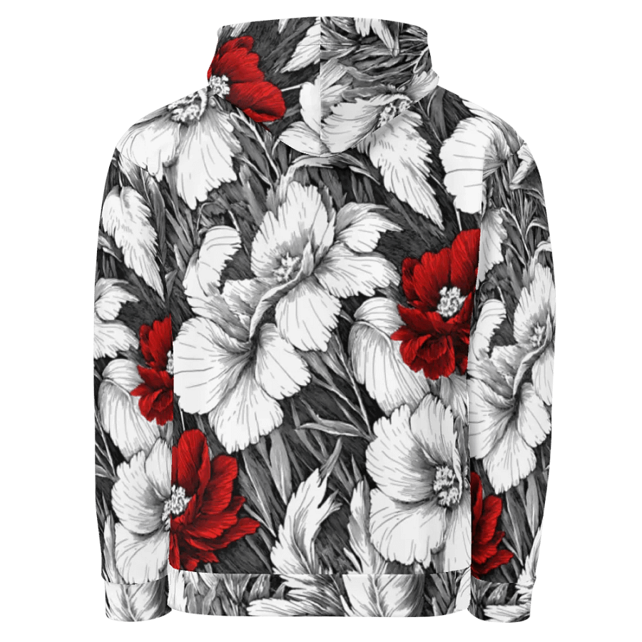 Bold Red Floral Pattern III Black Hoodie product image (3)