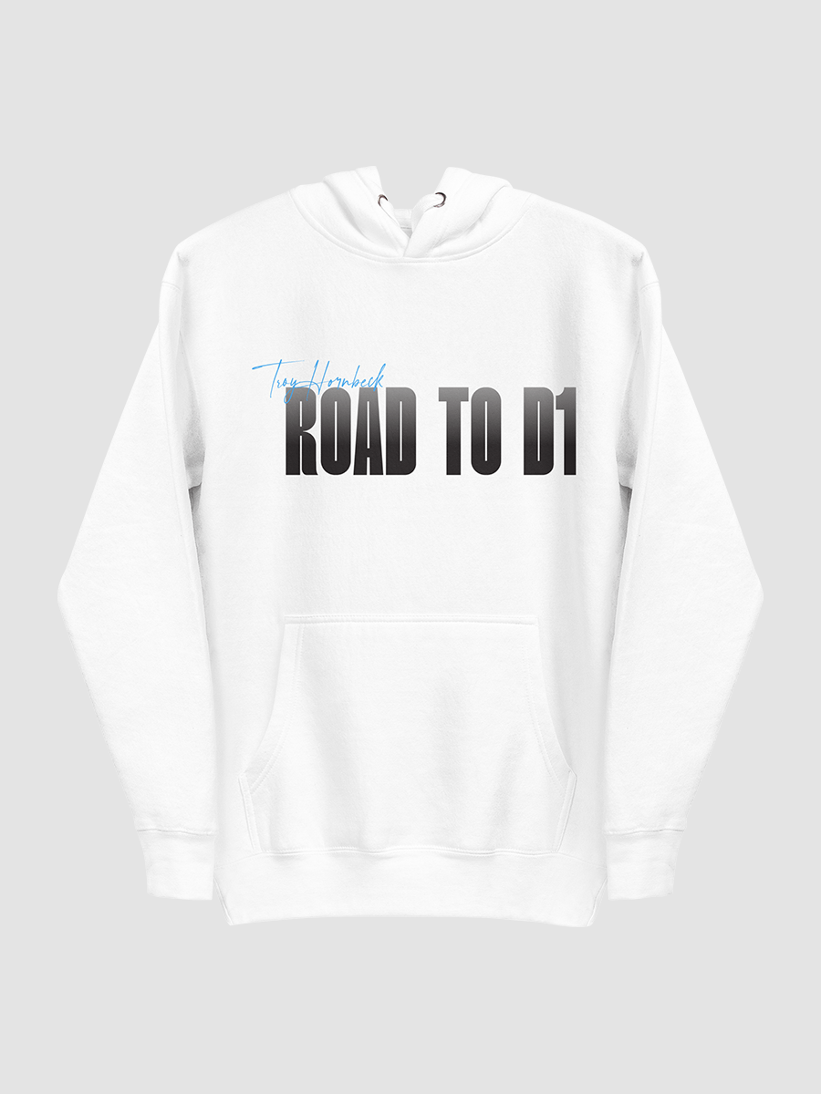 Troy Hornbeck - ROAD TO D1 - White Hoodie with BLUE product image (2)