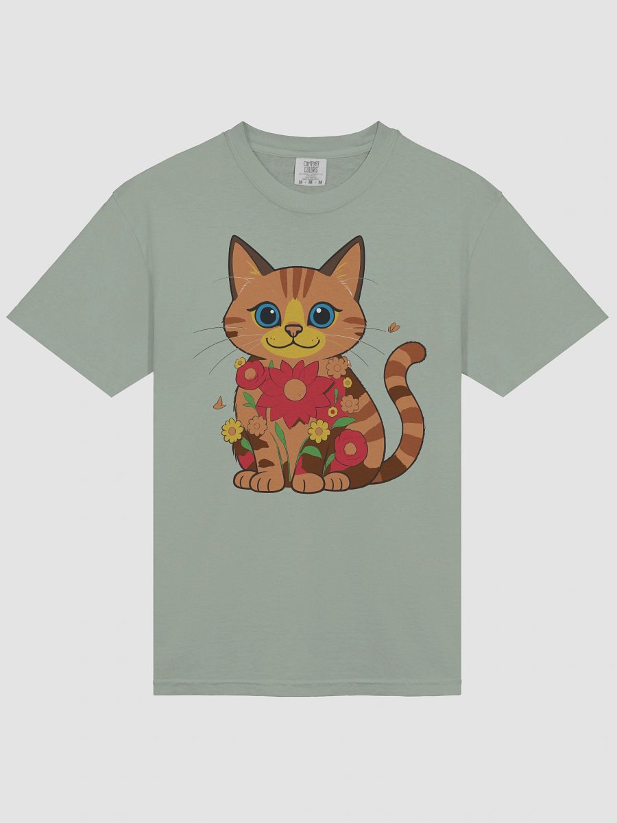 Striped Cat and Floral Bliss T-Shirt product image (8)