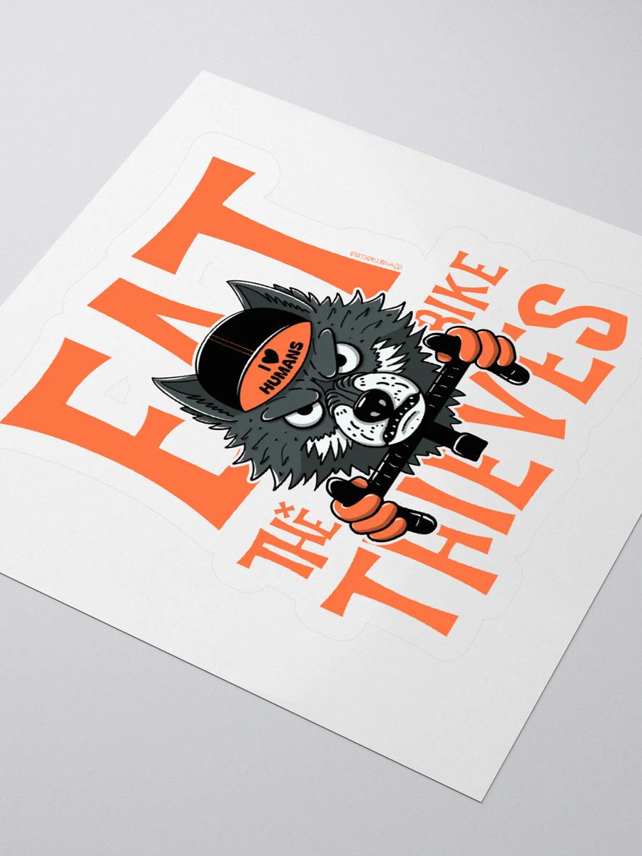 Eat the Bike Thieves, Wolf Cyclist Die-Cut Sticker – Funny Cycling Sticker for Laptops, Helmets & Water Bottles product image (3)
