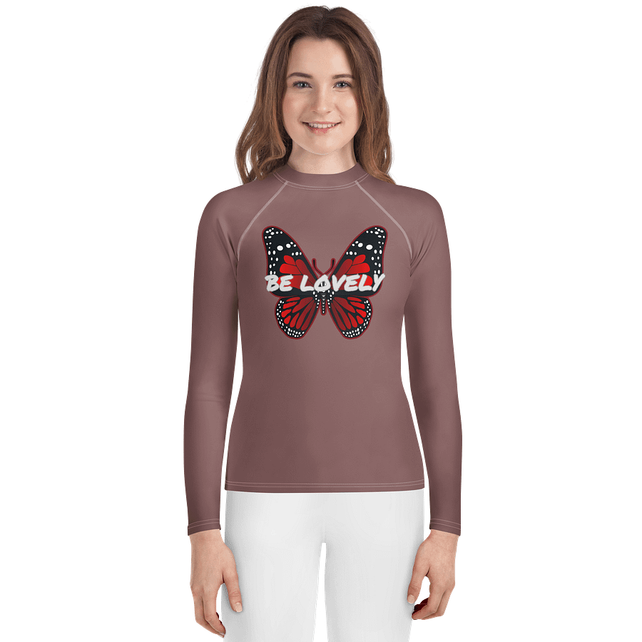 Be Lovely Butterfly Youth Rash Guard Light Wood Girl and Boy product image (1)