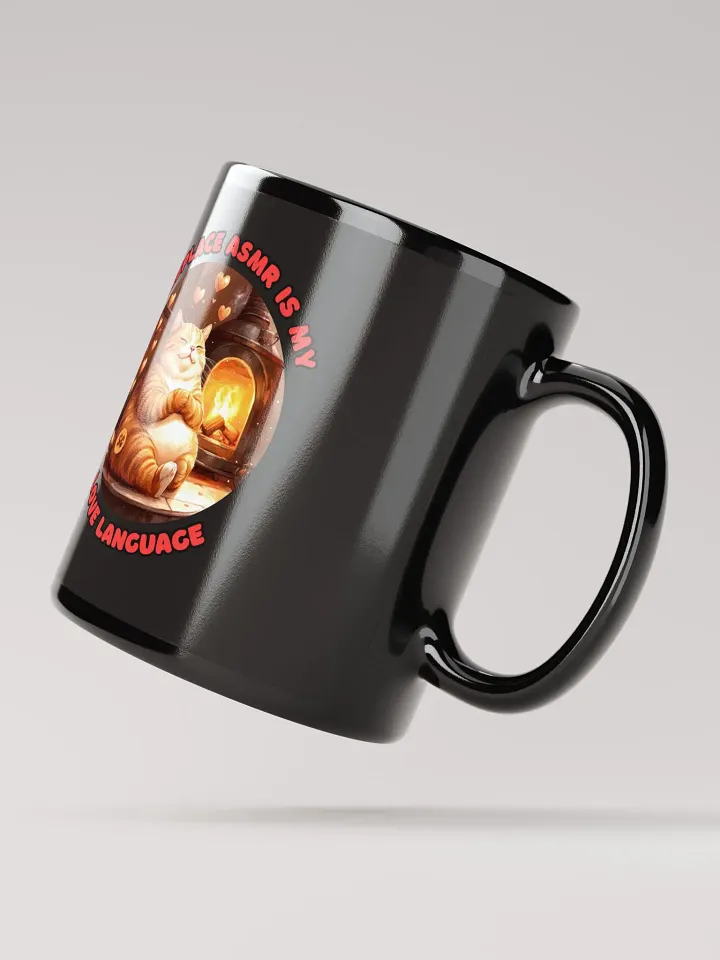 Cozy Cat - Fireplace ASMR is my Love Language | Black Glossy Mug product image (3)