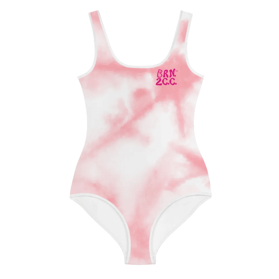 💖Girls' | Youth | BRN.2C.C.™ | Pink & White Tie-Dye Swimsuit 👙| Pink Logos product image (2)