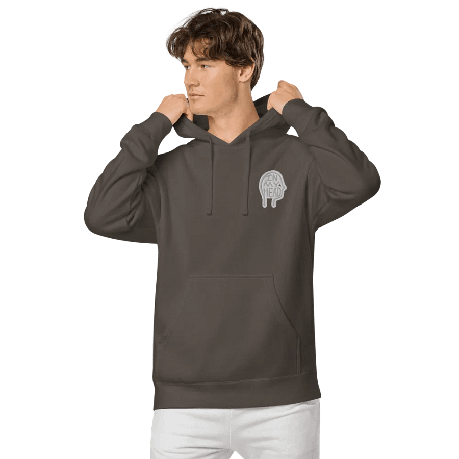 In My Head (L.C. grey bubble design 2) embroidered pigment hoodie product image (6)