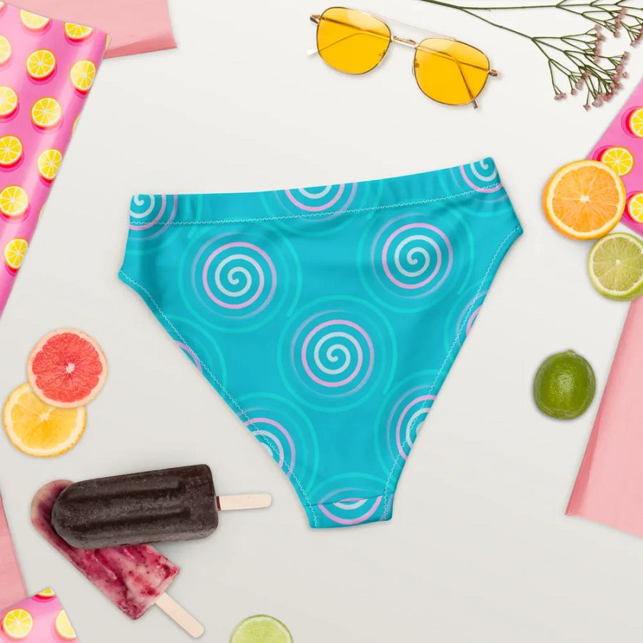 Beautiful Minimalist Ocean Swirl Pattern High Waisted Bikini Bottom product image (6)