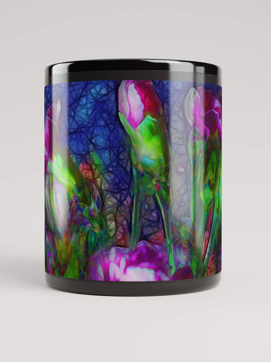 Abstract Pink Carnations Black Coffee Mug product image (9)