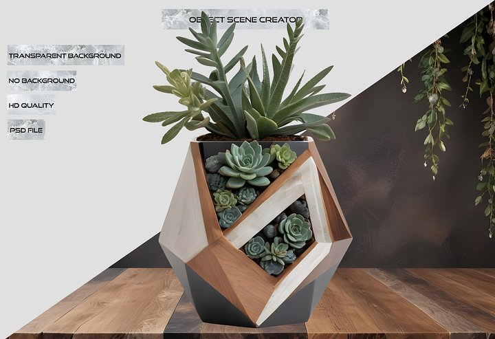 Earthly Symphony – Boho Chic Pot with Plant PNG product image (2)