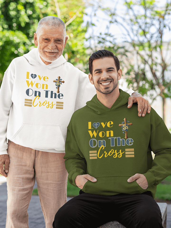 Love Won On The Cross, Christian Gildan Classic Hoodie product image (1)