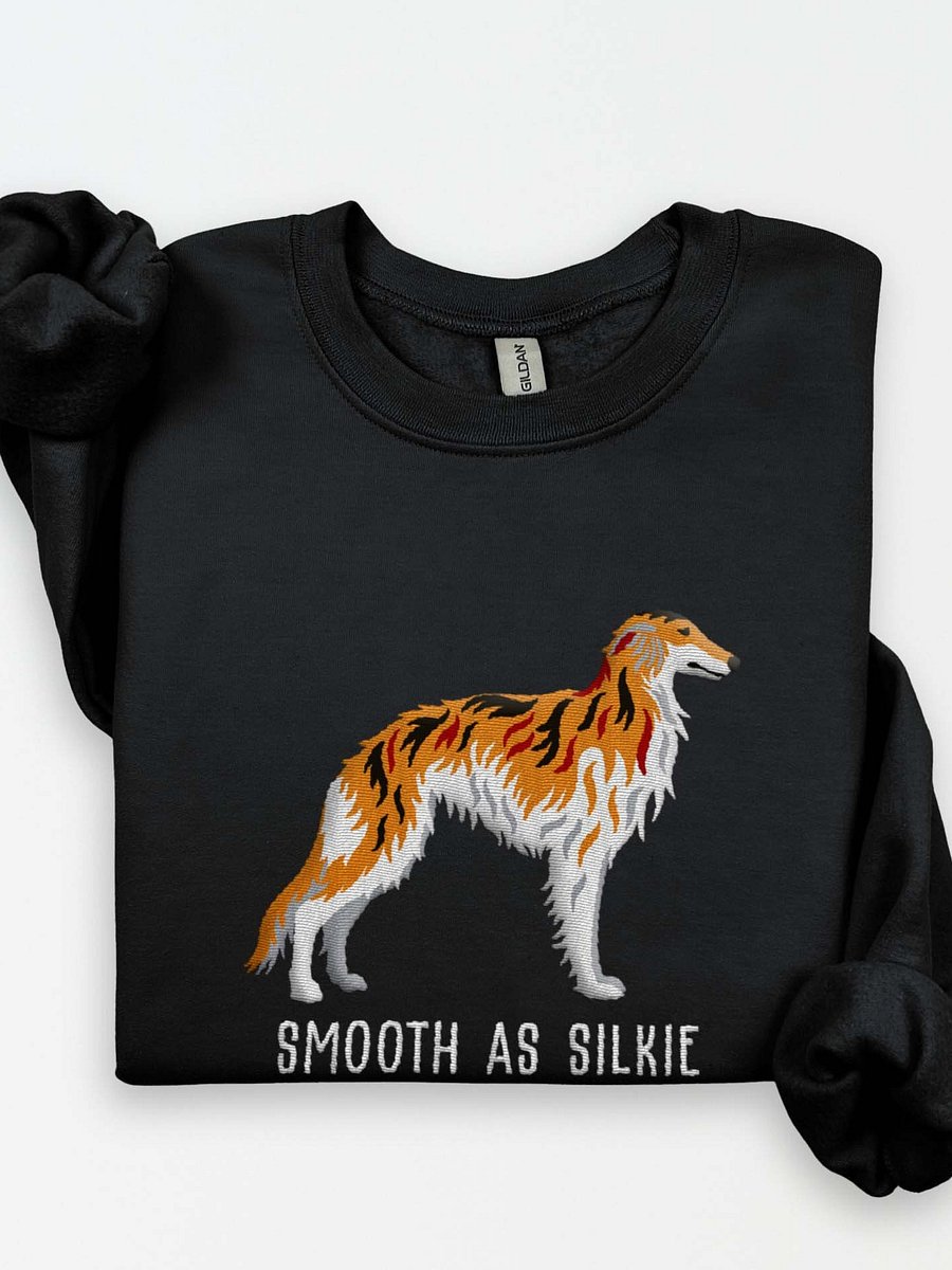 Smooth as Silkie Sweatshirt (Embroidered) of a Silken Windhound(Brindle) product image (1)